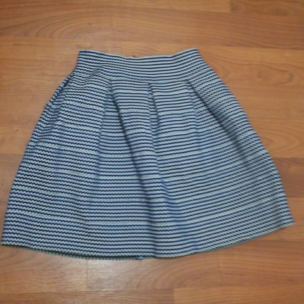Blue and White Striped Skirt